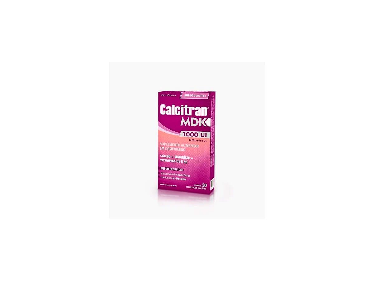 Calcitran MDK (Cálcio Citrato Malato, Magnésio, Vitamina D3 e K2) - 30 Comprimidos Revestidos (Catarinense Pharma)