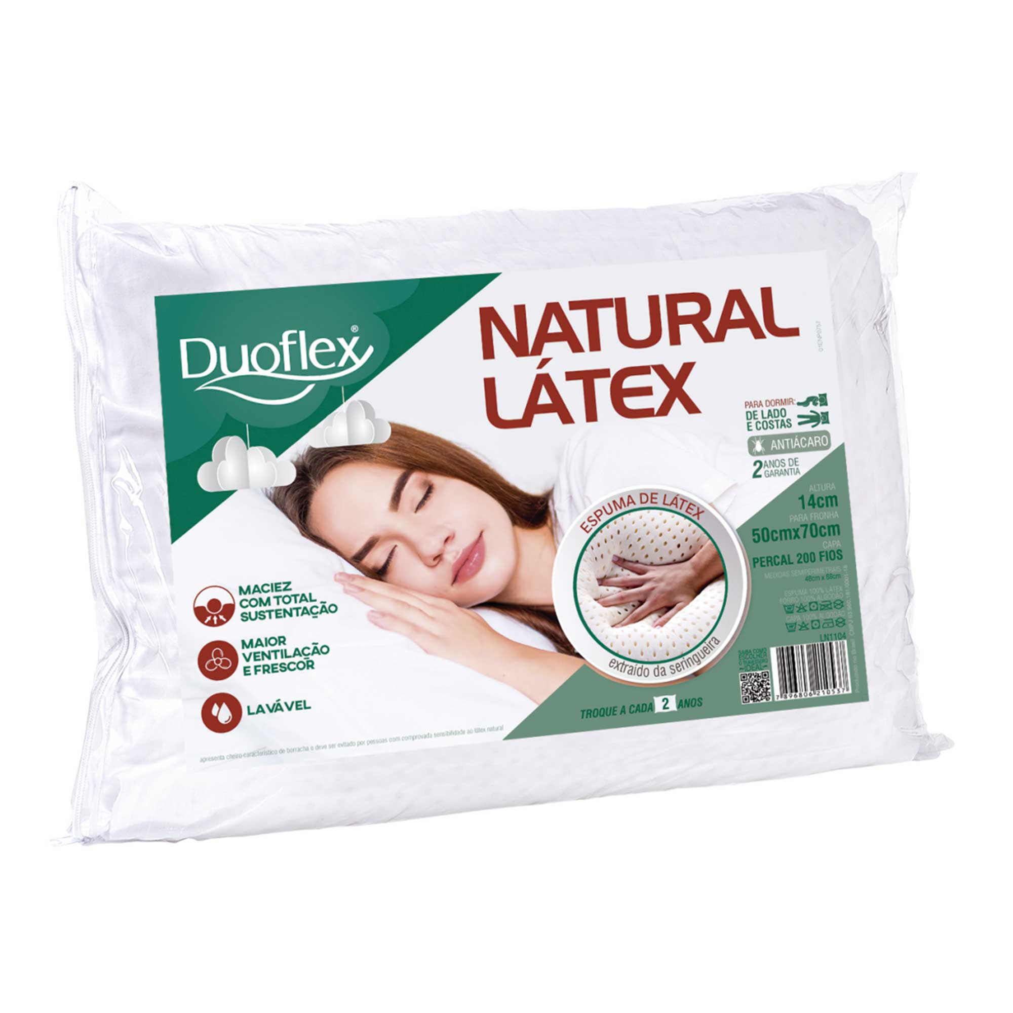 Travesseiro Duoflex Natural Latex com Canais de Ventilacao Antiácaro
