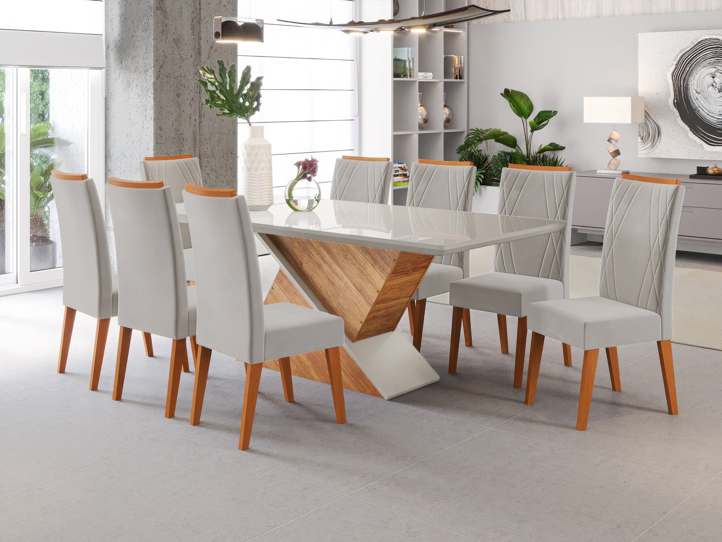 Mesa de Jantar Retangular 8 Lugares em Madeira Macica Rustica