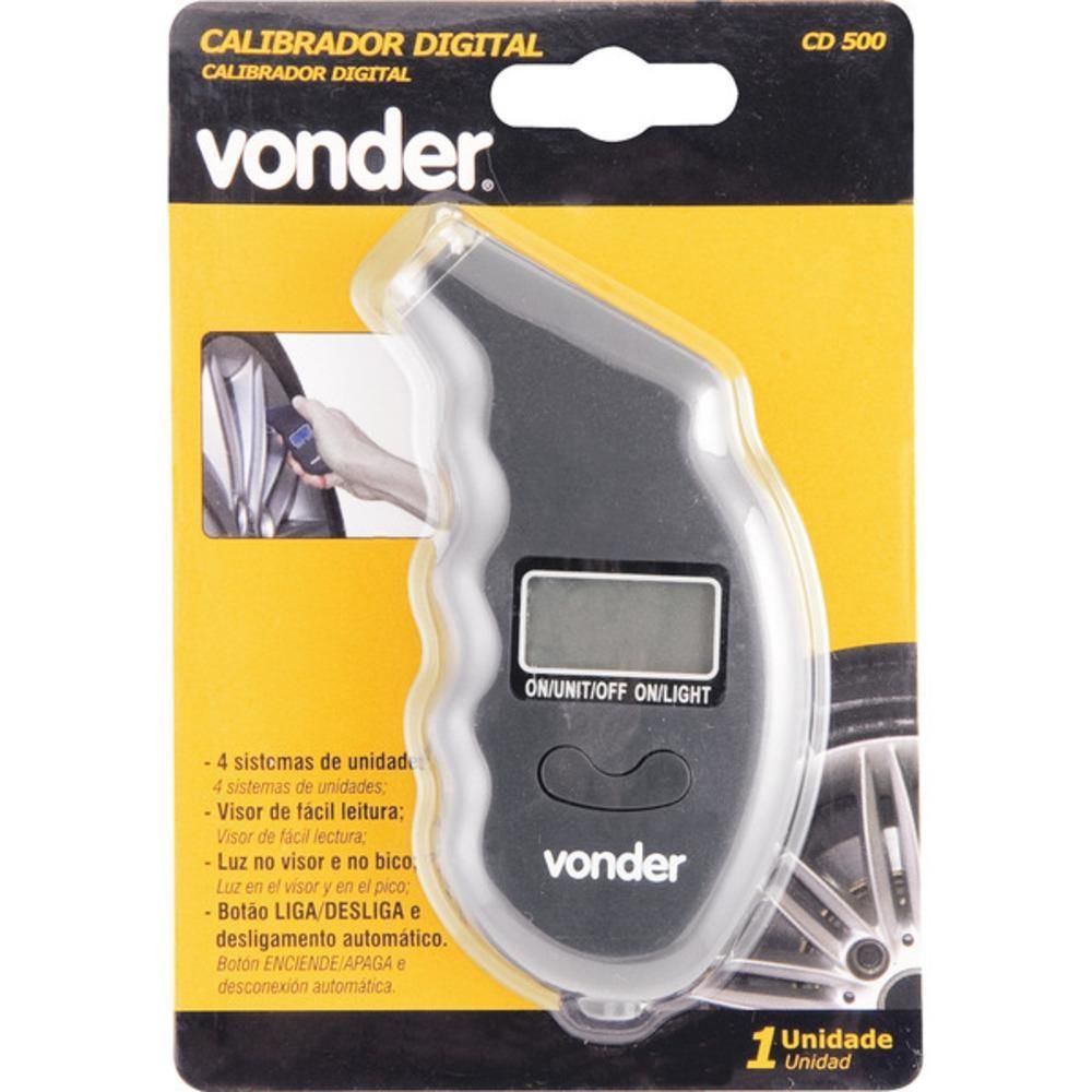 Calibrador e Manometro Digital de Pneus Vonder com Bico Flexivel