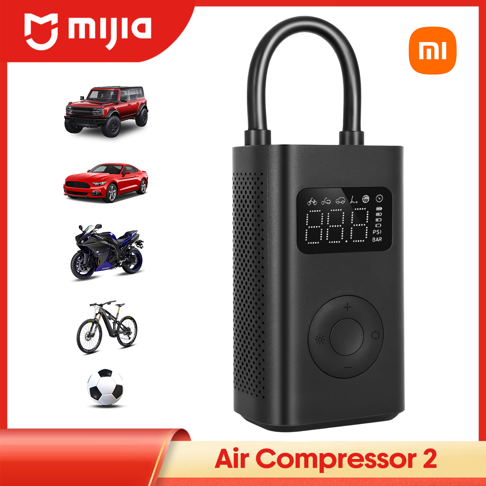 Compressor de Ar e Calibrador Digital Portatil Xiaomi 2 com Bateria